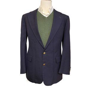 VTG Ross & Cromarty 100% Wool Blazer Men 42L Navy Gold Buttons Jacket Sport Coat